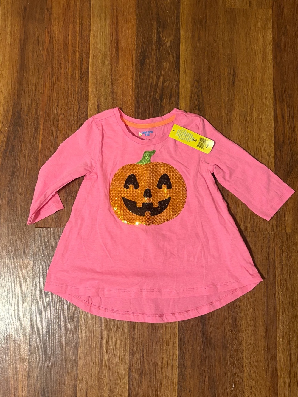 Kids Pink Pumpkin Sequin Top
